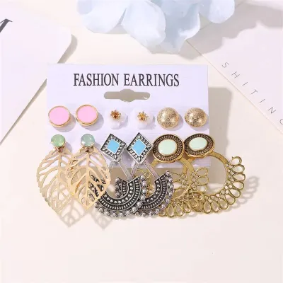 6 Pairs Combo Stylish Drop Earrings